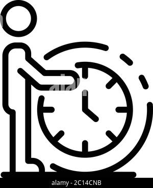 Time and man icon, outline style Stock Vector