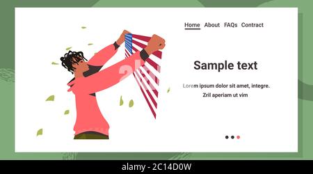 african american man holding usa flag black lives matter campaign against racial discrimination of dark skin color social problems of racism horizontal copy space portrait vector illustration. Stock Vector