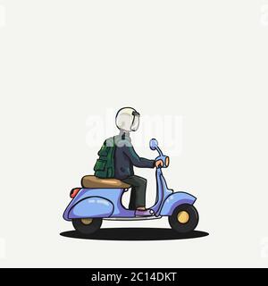 Man riding a scooter vector illustration. Cartoon character Stock Vector  Image & Art - Alamy