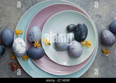 blue easter eggs Stock Photo
