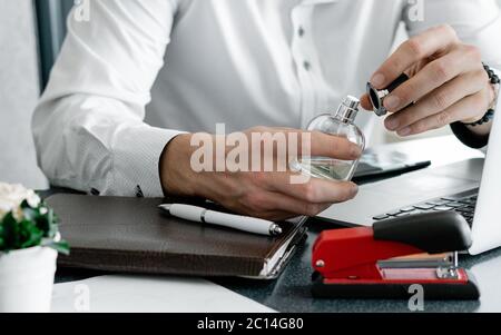 Businessman hands holding credit card and using digital tablet. Business and online shopping concept Stock Photo