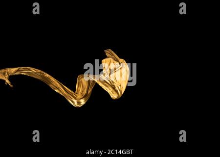 golden soft satin flying in wind on background Stock Photo