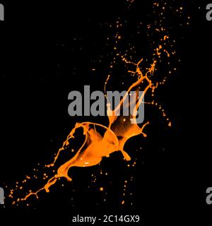 isolated orange water splash on background Stock Photo