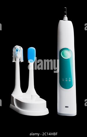 isolated power tooth brush on black Stock Photo