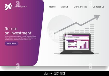 SEO data analytic, spreadsheet on screen. business finance analysis audit with graphs charts. Return on investment ROI concept. increase profit Stock Vector