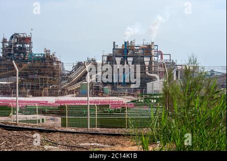 Israel, Sdom, The Dead Sea Works LTD. Israeli potash plant on the shore of the Dead Sea Stock Photo