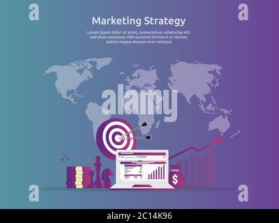 marketing strategy spreadsheet on screen. business finance analysis audit with graphs charts. Return on investment ROI concept. increase profit Stock Vector