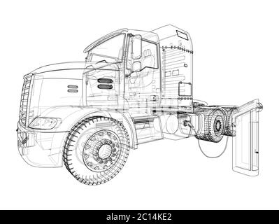 Electric Truck Charging Station Sketch. Vector Stock Vector