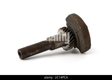 Old gear metal wheels  isolated on white background. Stock Photo
