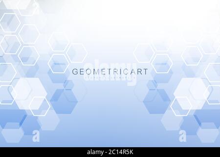 Science network pattern, connecting lines and dots. Technology hexagons structure or molecular connect elements. Stock Vector