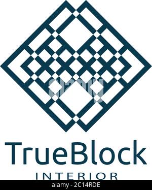 tile wall logo icon for carpet, floor, ceramic industry. hexagon square abstract symbol. minimal sign concept design template vector illustration. Stock Vector