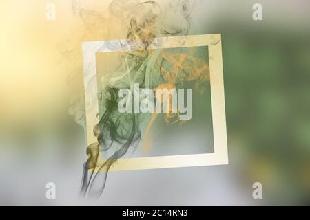 Green smoke and frame abstract background for design. Abstract art. Mystic artistic concept Stock Photo
