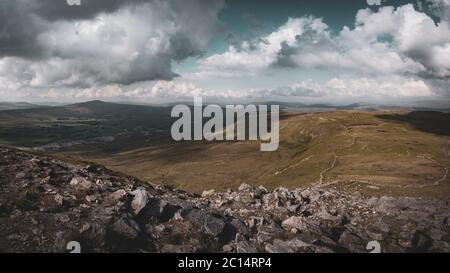 View from the Summit of Ingleborough, Yorkshire Dales Stock Photo