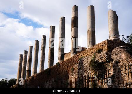 Ancient columns of the Sacred Way in Rome, Italy Stock Photo