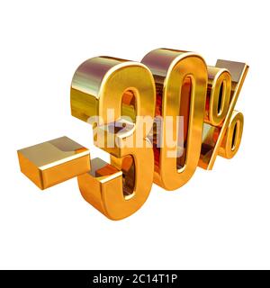 3d Gold 30 Percent Discount Sign Stock Photo