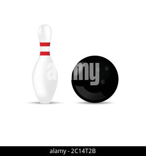 bowling ball in black color and skittle vector illustration Stock Vector
