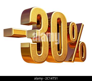 3d Gold 30 Percent Discount Sign Stock Photo