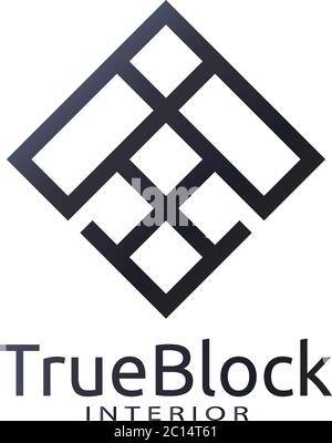 tile wall logo icon for carpet, floor, ceramic industry. hexagon square abstract symbol. minimal sign concept design template vector illustration. Stock Vector