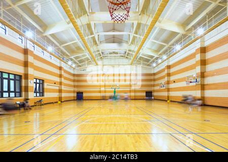 interior of empty basketball court Stock Photo