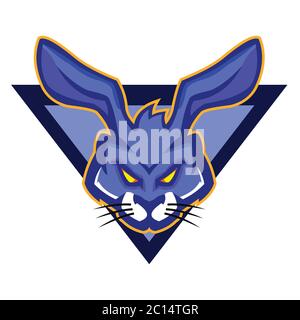 Dark bluish rabbit mascot logo Stock Vector