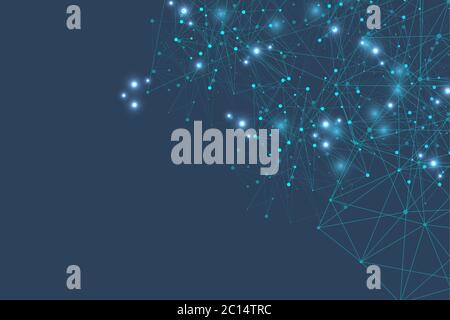 Geometric abstract background with connected line and dots. Structure molecule and communication. Big Data Visualization. Medical, technology, science Stock Vector