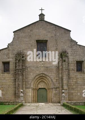 Spain, Galicia, province of La Coruña, Padron. Saint Mary Church in Iria Flavia. Built in the 11th century and subsequently rebuilt. Way of St. James. Stock Photo