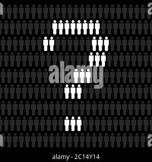 question mark from people illustration on dark background Stock Vector