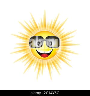 sun face with sunglasses vector illustration on white Stock Vector