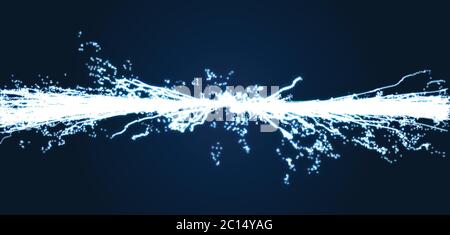 Electricity lighting effects. Array with Dynamic Particles. 3d Futuristic technology style. Abstract Background. Glowing points. Vector Illustration. Stock Vector