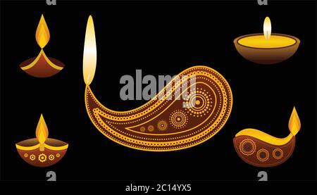 Beautiful happy diwali decorative diya Stock Vector