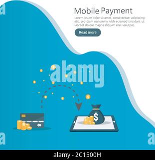 internet online mobile payment service concept. business money purchasing. shopping transaction method. electronic digital fund transfer. phone Stock Vector
