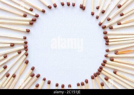 frame in the shape of a circle from matches mockup Stock Photo