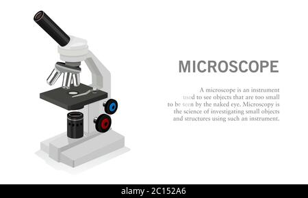 Vector illustration of a laboratory microscope unit. Suitable for design elements of science experiment, chemistry laboratory and object research. Stock Vector