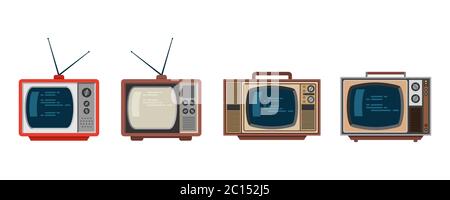 Vector illustration of a classic retro TV form model from the 80's. A variety of electronic vintage television. Classic electronic objects. Stock Vector