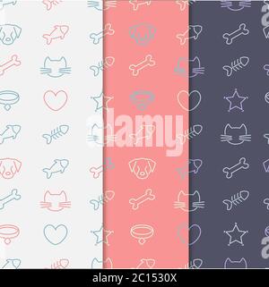 Pets pattern set Stock Vector