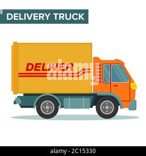 Vector illustration of a freight truck with container box. Suitable for freight forwarding, logistics transfer services, and business transportation. Stock Vector
