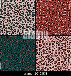 Seamless jaguar pattern in four different color Stock Vector