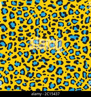 Yellow and blue, seamless leopard pattern Stock Vector