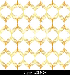 Gold geometric seamless pattern on white background Stock Vector