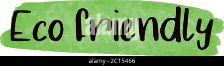 Eco friendly label on green watercolor stroke Stock Vector