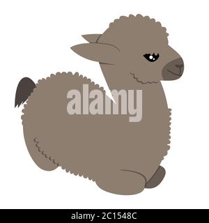 Lovely lying llama illustration isolated on white. Perfect for print or web. It can be a wall decoration or design element. Stock Vector