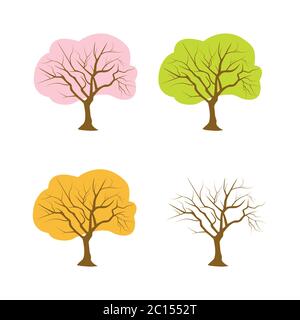 Tree in four seasons set Stock Vector