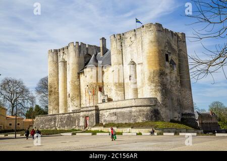 Paris, France - March 27, 2017: Beautiful medieval castle in Niort City, France Stock Photo