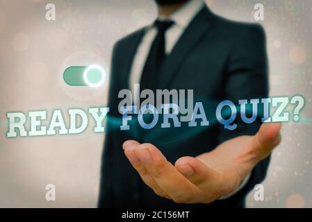 Text sign showing Ready For A Quiz Question. Business photo text Taking educational assessment Preparing an exam Stock Photo