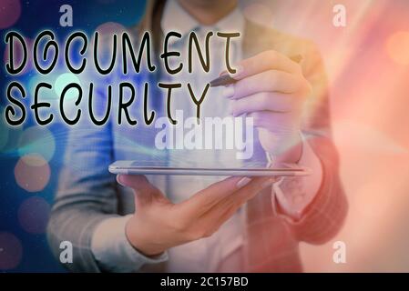 Handwriting text writing Document Security. Conceptual photo maintenance of security of all of the important archives Stock Photo