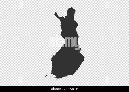 Finland  map with gray tone on   png or transparent  background,illustration,textured , Symbols of Finland,vector illustration Stock Vector
