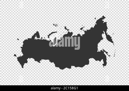 Russia  map with gray tone on   png or transparent  background,illustration,textured , Symbols of Russia,vector illustration Stock Vector