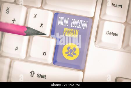 Word writing text Online Education Program. Business photo showcasing Software development and programming courses Stock Photo