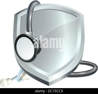Shield Stethoscope Medical Health Concept Stock Vector