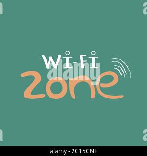 Index - Free Wi-Fi Zone. Vector illustration. Lettering. Pointer on a turquoise menthol background. Stock Vector